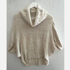 MOTH Anthropologie Oatmeal Beige Cowl Neck Poncho Sweater Size S